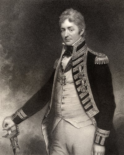 Sir Thomas Troubridge, 1. Baronet, kaiverrettu W. Holl, National Portrait Gallery, osa IV, julkaistu noin 1835 tekijältä William Beechey