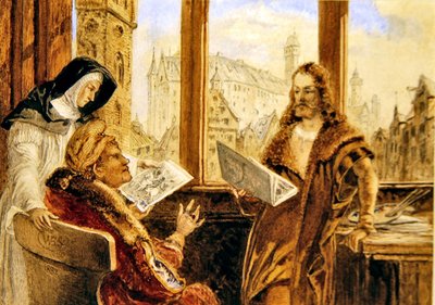 Albrecht Durer Nürnbergissä (akvarelli paperille) tekijältä William Bell Scott
