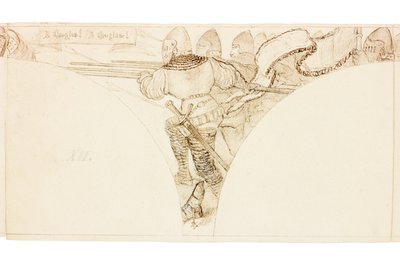 Luonnos seinämaalaukseen Wallington Hallissa (vartalon väri) tekijältä William Bell Scott