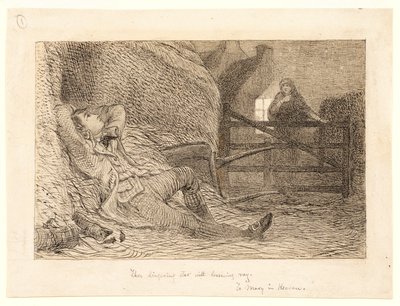 Tutkimus teokselle "To Mary in Heaven", n. 1871 (grafiitti, kynä ja musta muste, grafiitti) tekijältä William Bell Scott