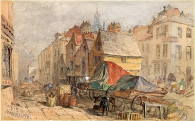 The Bigg Market, Newcastle upon Tyne (vartalonväri paperilla) tekijältä William Bell Scott