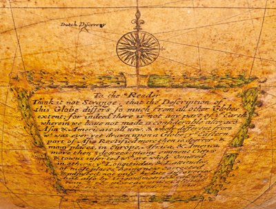 Varhainen englantilainen maanpäällinen maapallo, n. 1673 tekijältä William Berry