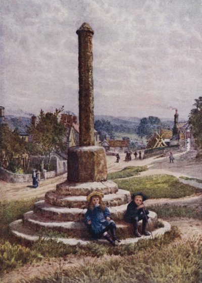 Vanha risti, suuri pitkäkivi (väri litho) tekijältä William Biscombe Gardner