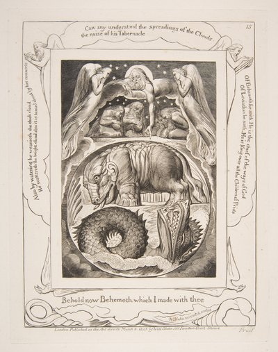 Behemoth ja Leviatan, Jobin kirjan kuvituksista, 1825-26. tekijältä William Blake