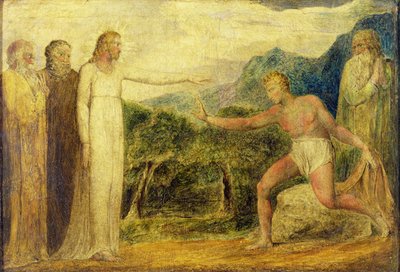 Kristus antaa näön Bartimeukselle (tempera kynällä ja musteella kankaalle) tekijältä William Blake