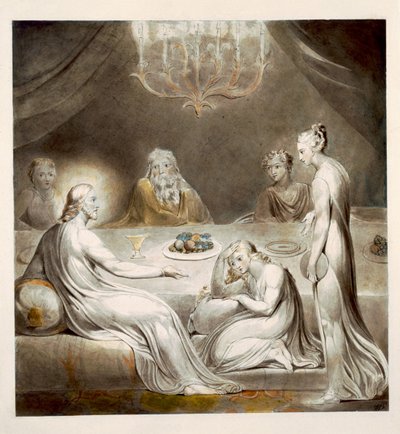 Kristus Marian ja Martan talossa tekijältä William Blake