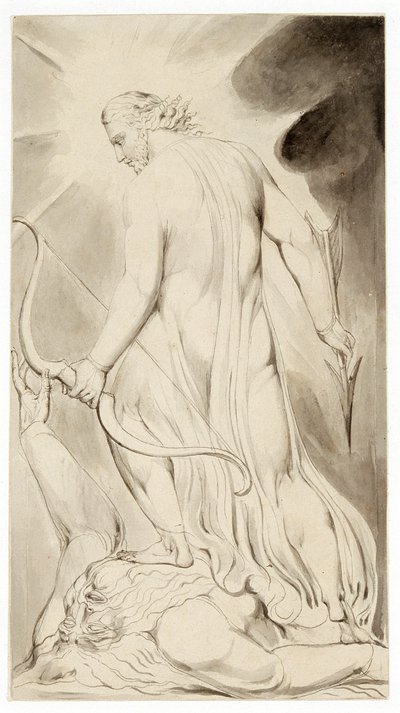 "Kristus tallaa Saatanan", c1800 tekijältä William Blake