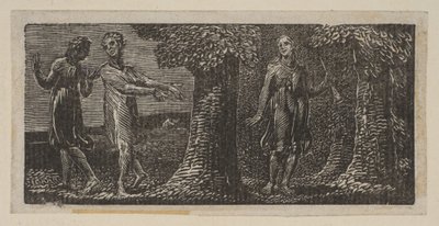 Colinet Mocked by Two Boys, elokuvasta Thorntons Pastorals of Vergil, 1821. tekijältä William Blake