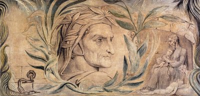 Dante Alighieri, n. 1800-03 (kynä ja muste temperalla kankaalle) tekijältä William Blake