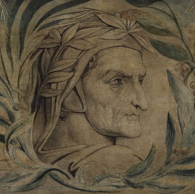 Dante Alighieri, n. 1800-03 (kynä ja muste temperalla kankaalle) tekijältä William Blake