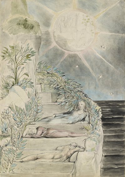 Dante ja Statius nukkuvat, Virgil katsomassa tekijältä William Blake