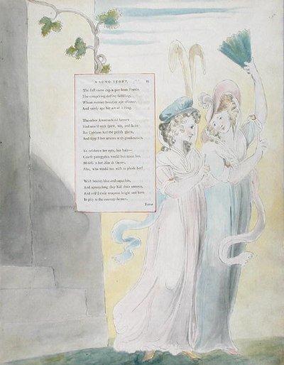Suunnitelma 27 "A Long Story" -julkaisulle "The Poems of Thomas Gray", julkaistu 1797-98 (akvarelli kynällä ja musteella paperille) tekijältä William Blake