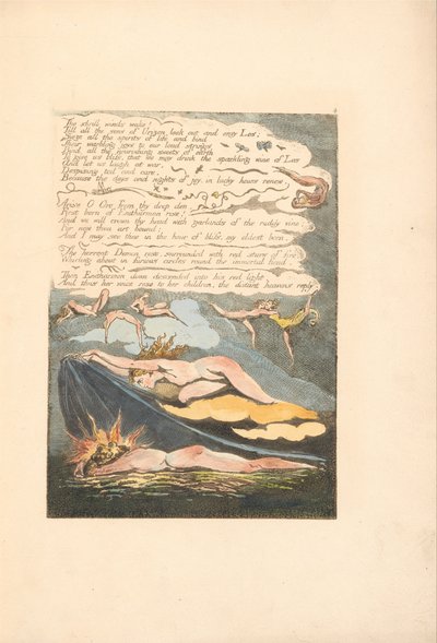 Eurooppa. Profetia, levy 6, Katkerat tuulet herättävät . . . .  (Bentley 7) tekijältä William Blake