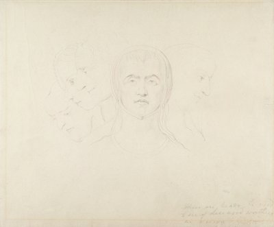 Viisi visionääristä naisten päätä, n. 1820 (grafiitti paperille) tekijältä William Blake