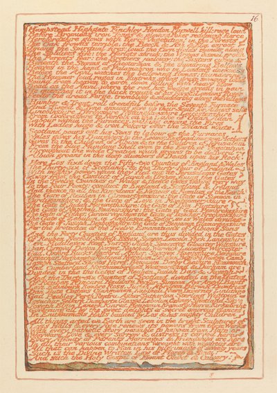 "Hampstead Highgate Finchley Hendon Muswell Hill..." (Platte 16) tekijältä William Blake