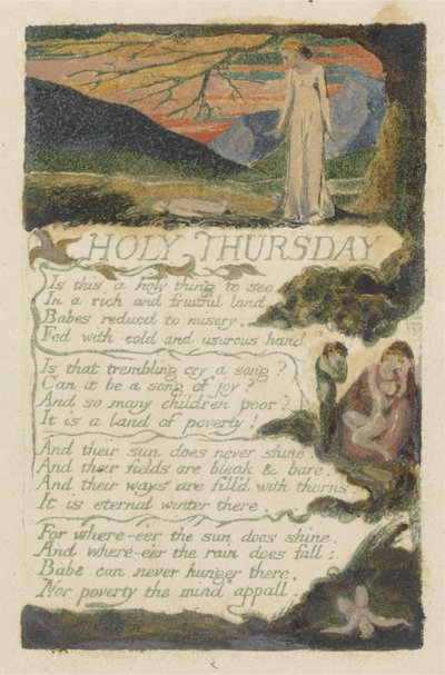 "Pyhä Torstai", levy 38 kappaleesta "Songs of Experience" tekijältä William Blake
