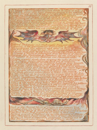 "Kauneudessa Albionin tyttäret jakautuvat..." (Kuvalaatta 58) tekijältä William Blake