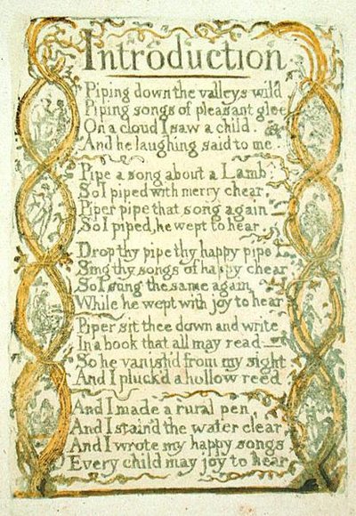 Johdanto, levy 3 kappaleesta "Songs of Innocence" tekijältä William Blake
