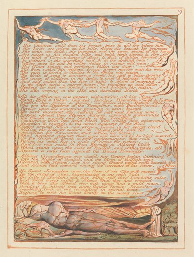 Jerusalem, levy 19, Hänen lapsensa karkotettiin hänen rinnastaan ... tekijältä William Blake