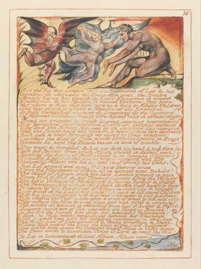 Jerusalem, laatta 30, Ja ne kaksi, jotka pakenivat..... tekijältä William Blake