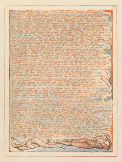 Jerusalem, levy 31, Hänen läntinen taivaansa.... tekijältä William Blake