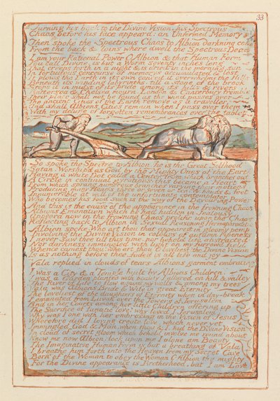 Jerusalem, laatta 33, kääntää selkänsä jumalalliselle näylle..... tekijältä William Blake