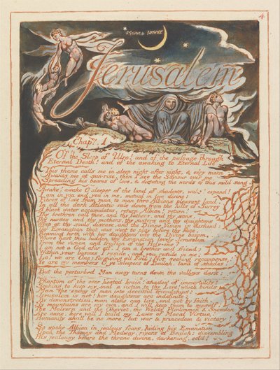 Jerusalem, Plate 4, Jerusalem , Chap. 1.... tekijältä William Blake