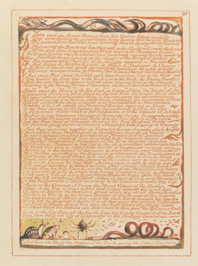 Jerusalem, Plate 98, Sitten jokainen nuoli liekissä.... tekijältä William Blake