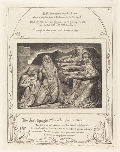 Jobia nuhtivat ystävänsä, 1825. tekijältä William Blake