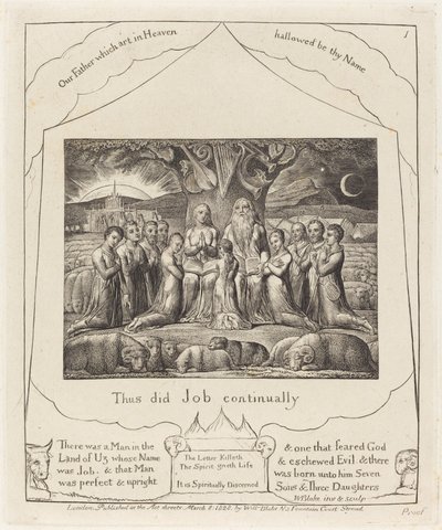 Job ja hänen perheensä, 1825. tekijältä William Blake