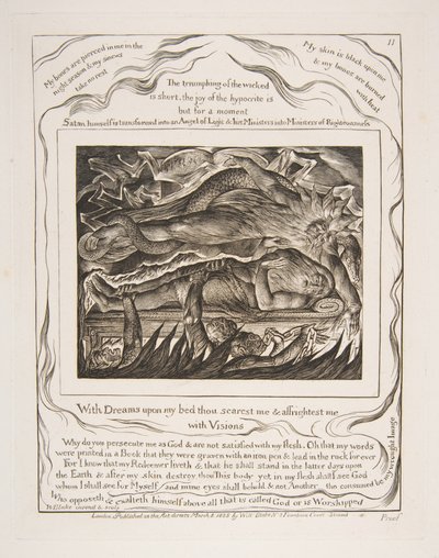 Jobs Evil Dreams, kuvituksista Jobin kirjasta, 1825-26. tekijältä William Blake