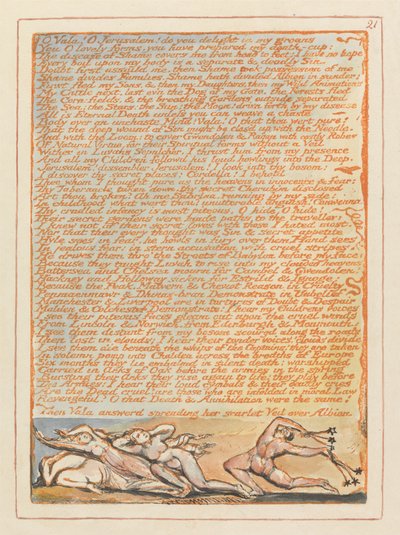 O Vala! O Jerusalem! erfreut ihr euch an meinen Klagen... (Platte 21) tekijältä William Blake