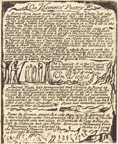 Homeroksen runoudesta ja Vergiliusista, 1822. tekijältä William Blake