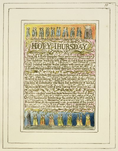 P.124-1950.pt18 Pyhä Torstai: levy 18 kappaleesta Songs of Innocence and of Experience (kopio R) n. 1802-08 (etsaus, muste ja wc) tekijältä William Blake