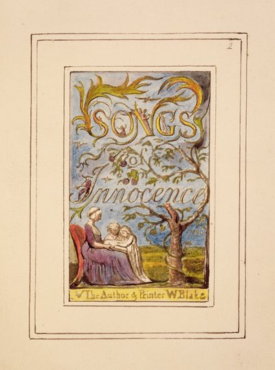 P.124-1950.pt2 Songs of Innocence -kappaleen nimisivu: levy 2 kappaleesta Songs of Innocence and of Experience (kopio R) n. 1802-08 (etsaus, muste ja wc) tekijältä William Blake