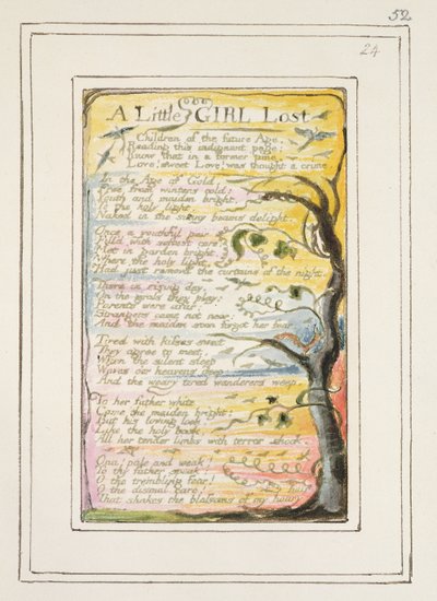 P.124-1950.pt52 Pieni tyttö kadonnut: levy 52 julkaisusta Songs of Innocence and of Experience (kopio R) n. 1802-08 (etsaus, muste ja wc) tekijältä William Blake