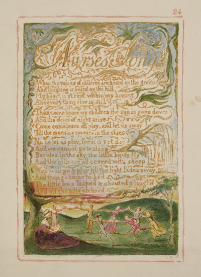 P.125-1950.pt24 Nurses Song: levy 24 kappaleesta Songs of Innocence and of Experience (kopio AA) n. 1815-26 (etsaus, muste ja wc) tekijältä William Blake