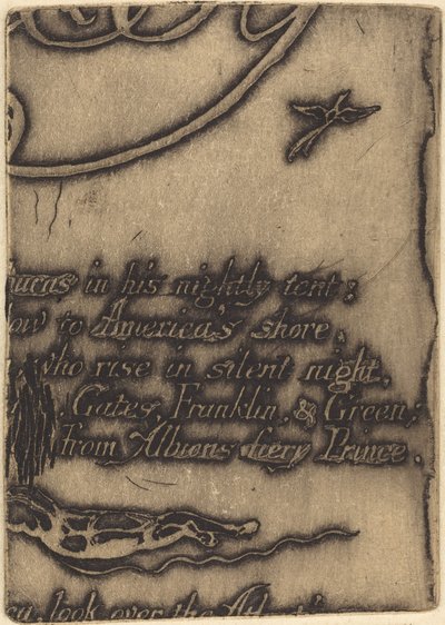 Restrike peruutetun levyn fragmentista "A Prophecy" tekijältä William Blake