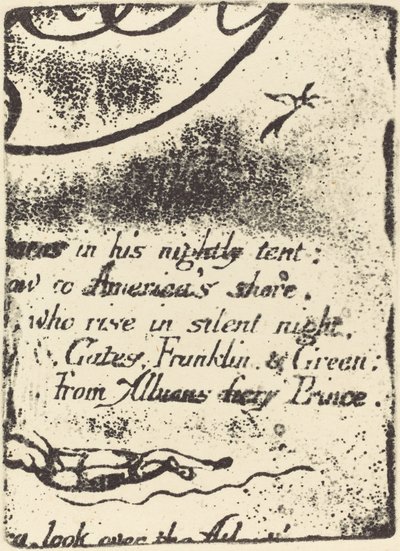 Restrike peruutetun levyn fragmentista A Profetialle, 1793. tekijältä William Blake