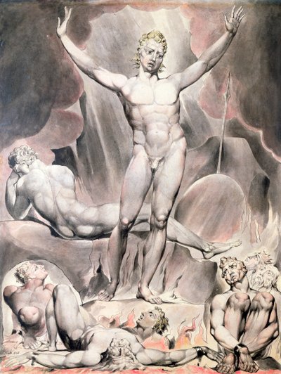 "Saatana herättää kapinallisia enkeleitä", 1808 tekijältä William Blake