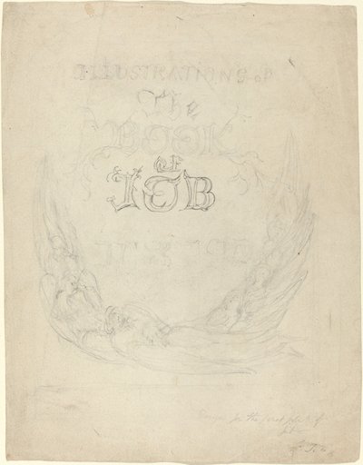 Luonnos Jobin kirjan kaiverrettujen kuvien otsikkosivulle tekijältä William Blake