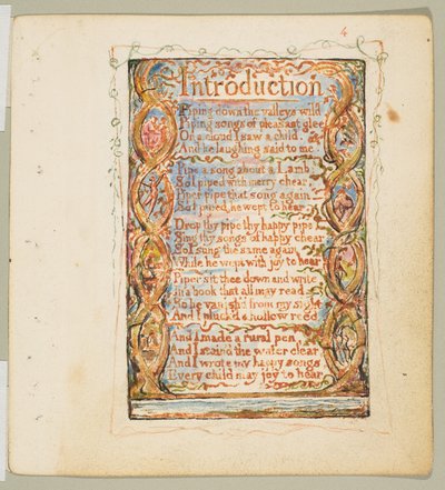 Songs of Innocence: Johdanto, n. 1825. tekijältä William Blake