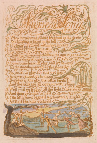Innocence Songs, Plate 22, Sairaanhoitajan laulu (Bentley 38) tekijältä William Blake