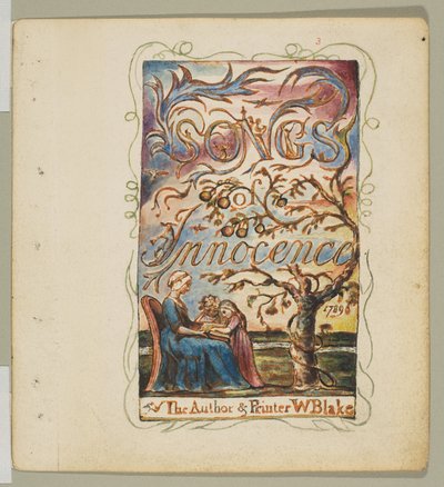 Songs of Innocence: otsikkosivu, n. 1825. tekijältä William Blake