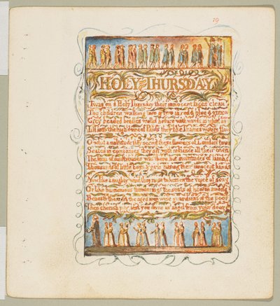 Songs of Innocence and of Experience: Pyhä Torstai, n. 1815. tekijältä William Blake