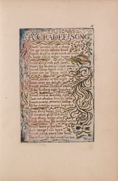 Songs of Innocence and of Experience, Plate 16, A Cradle Song (Bentley 16) tekijältä William Blake