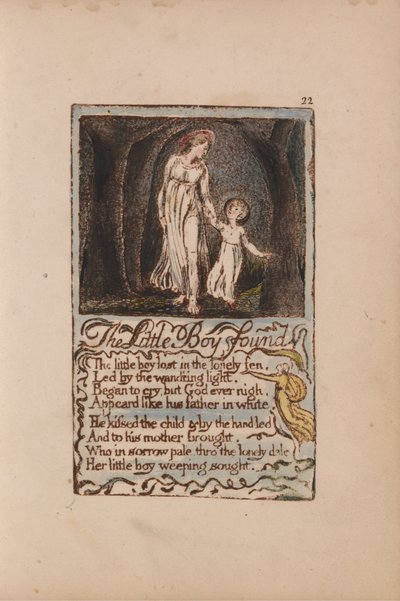 Songs of Innocence and of Experience, levy 22, Pikku poika löydetty (Bentley 14) tekijältä William Blake
