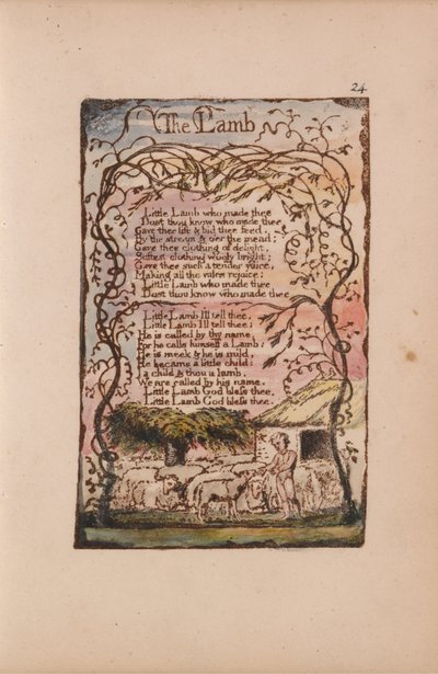 Viattomuuden ja kokemuksen lauluja, levy 24, Karitsa (Bentley 8) tekijältä William Blake