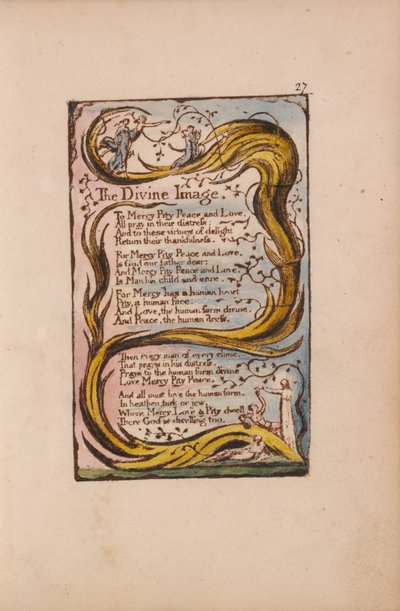Viattomuuden ja kokemuksen lauluja, levy 27, jumalallinen kuva (Bentley 18) tekijältä William Blake
