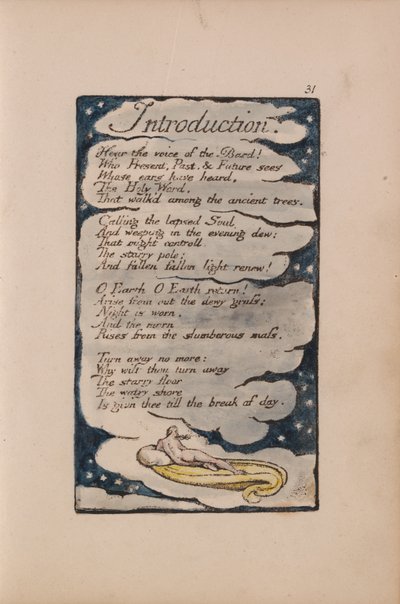 Viattomuuden ja kokemuksen lauluja, levy 31, Johdanto (Bentley 30) tekijältä William Blake